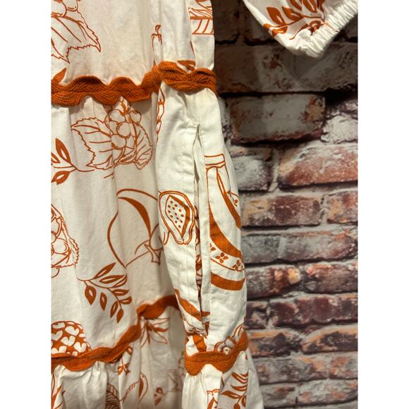 Meadow Rhodes ric rac dress pineapple tropical orange women's small - Picture 6 of 7